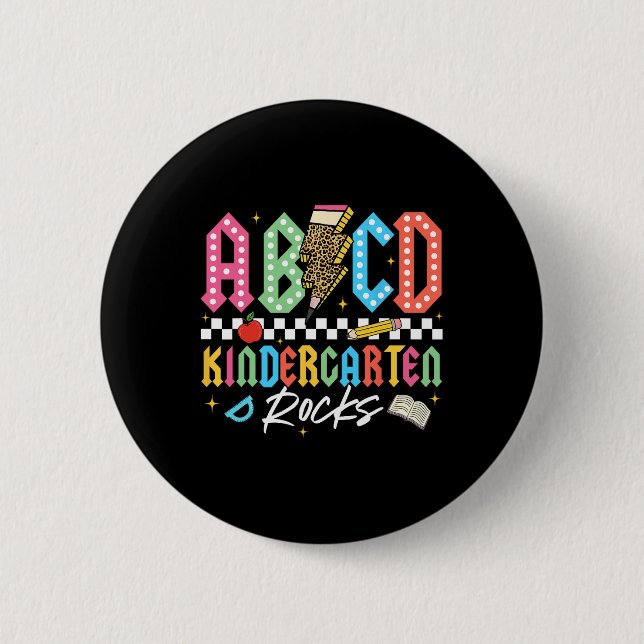 Abcd Kindergarten Rocks Bleistift Blitz Lehrer  Button (Vorderseite)