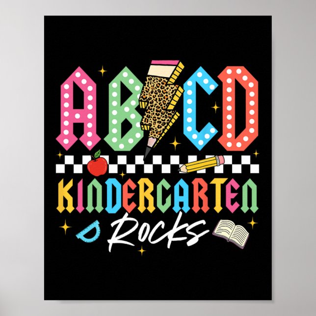 Abcd Kindergarten Rocks Bleistift Blitz Lehrer  Poster (Vorne)