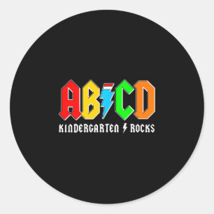 Abcd Kindergarten rockt Jungen zurück zur Schule Runder Aufkleber