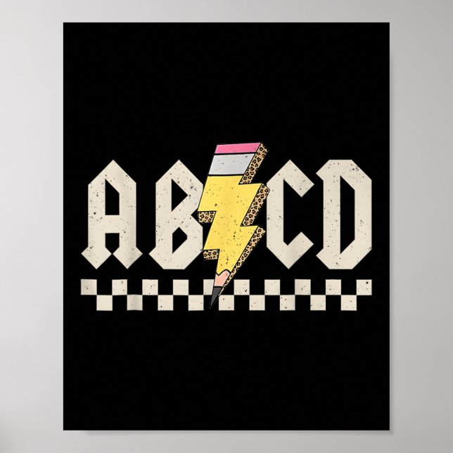 Abcd Pencil Lightning Bolt Teacher Back To School  Poster (Vorne)