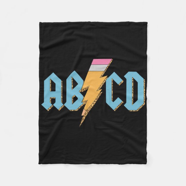 Abcd Pencil Lightning Rock'n Roll Lehrer zurück zu Fleecedecke (Vorderseite)