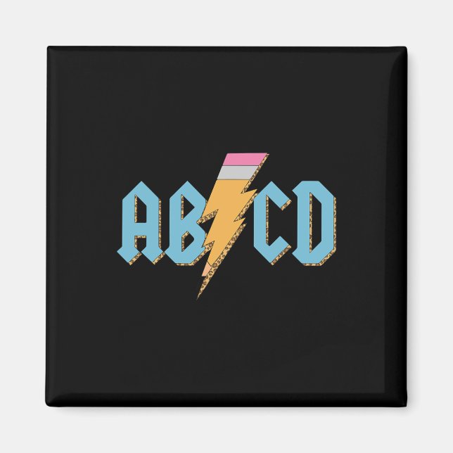 Abcd Pencil Lightning Rock'n Roll Lehrer zurück zu Magnet (Vorne)