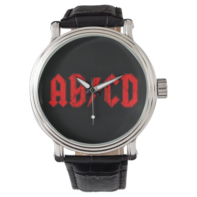 ABCD Rockmusik lustige Symbol Fake acdc Witzschule Armbanduhr (Vorderseite)