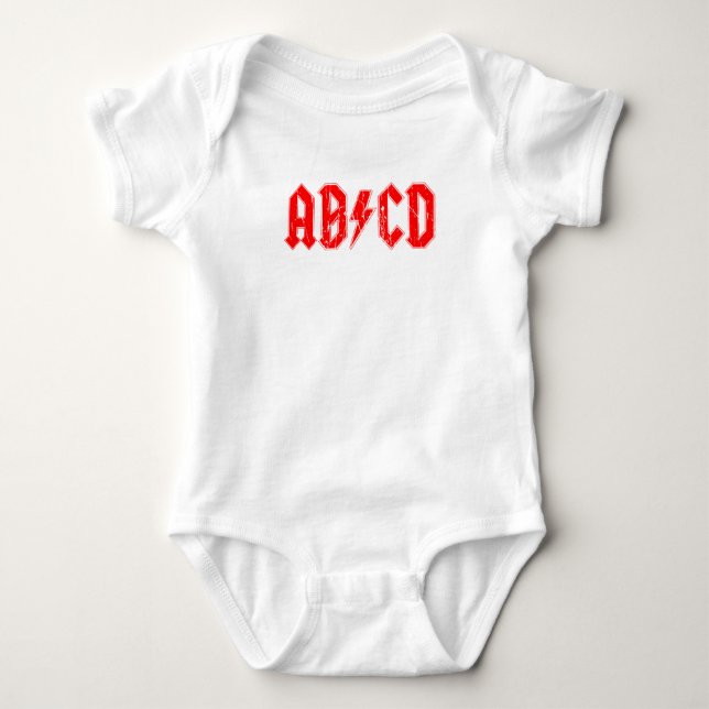 ABCD Rockmusik lustige Symbol Fake acdc Witzschule Baby Strampler (Vorderseite)