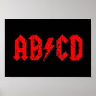 ABCD Rockmusik lustige Symbol Fake acdc Witzschule Poster