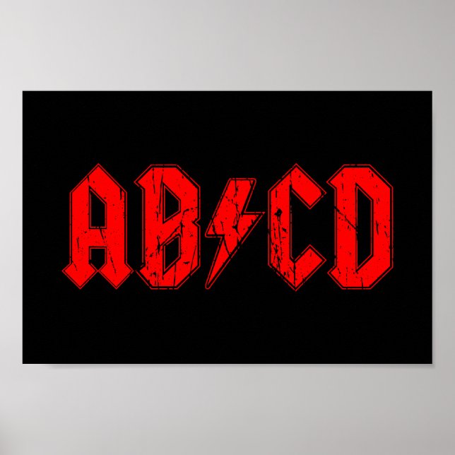 ABCD Rockmusik lustige Symbol Fake acdc Witzschule Poster (Vorne)