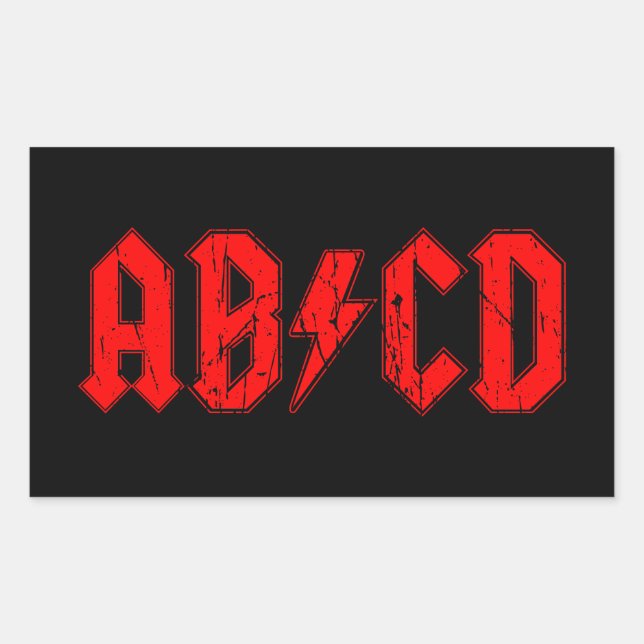 ABCD Rockmusik lustige Symbol Fake acdc Witzschule Rechteckiger Aufkleber (Vorderseite)
