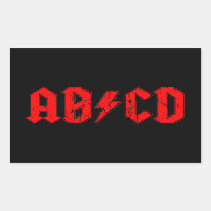 ABCD Rockmusik lustige Symbol Fake acdc Witzschule Rechteckiger Aufkleber