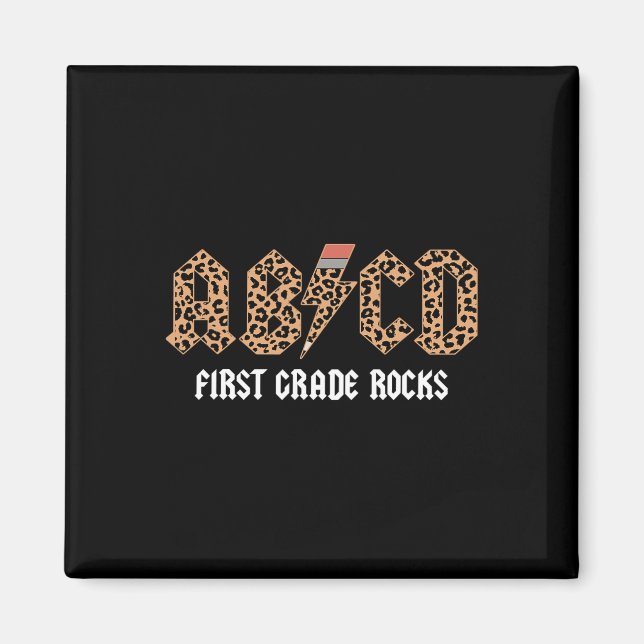 Abcd Rocks Erste Klasse Zurück zur Schule Leopard  Magnet (Vorne)