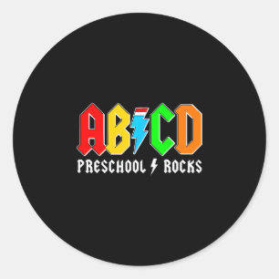 Abcd Vorschule rockt Jungen zurück zur Schule Lehr Runder Aufkleber
