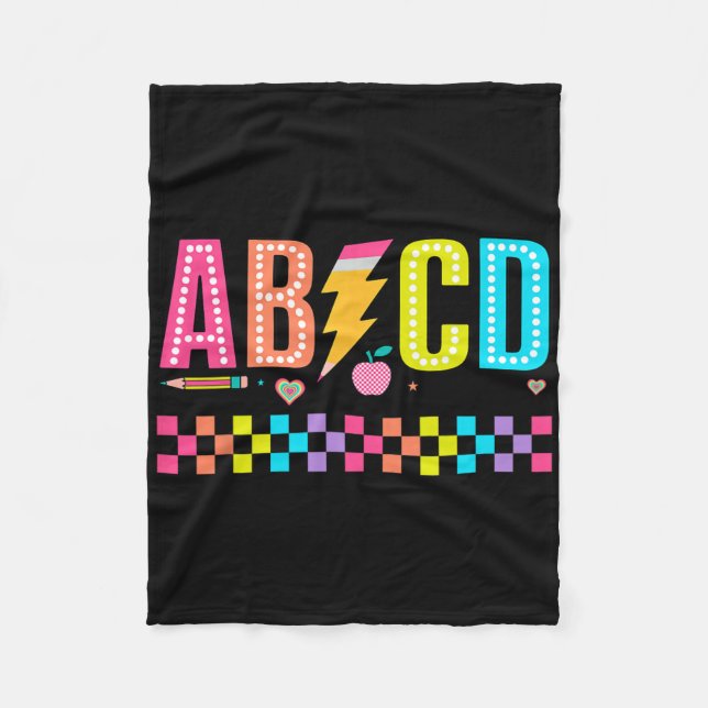 Abcd Zurück-in-die-Schule-Shirt  Fleecedecke (Vorderseite)
