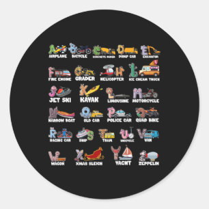 Abcs Alphabet Lernen Verkehr Tier Ck To Runder Aufkleber