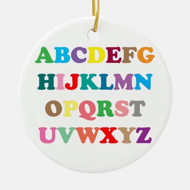 ABCs bunte Buchstaben Keramik Ornament (Vorne)