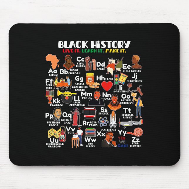 ABCs des Schwarzen Monats der Geschichte Stolz Leb Mousepad (Vorne)