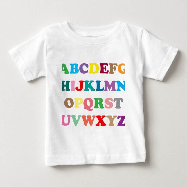 ABCs farbenfrohe Buchstaben Baby T-shirt (Vorderseite)