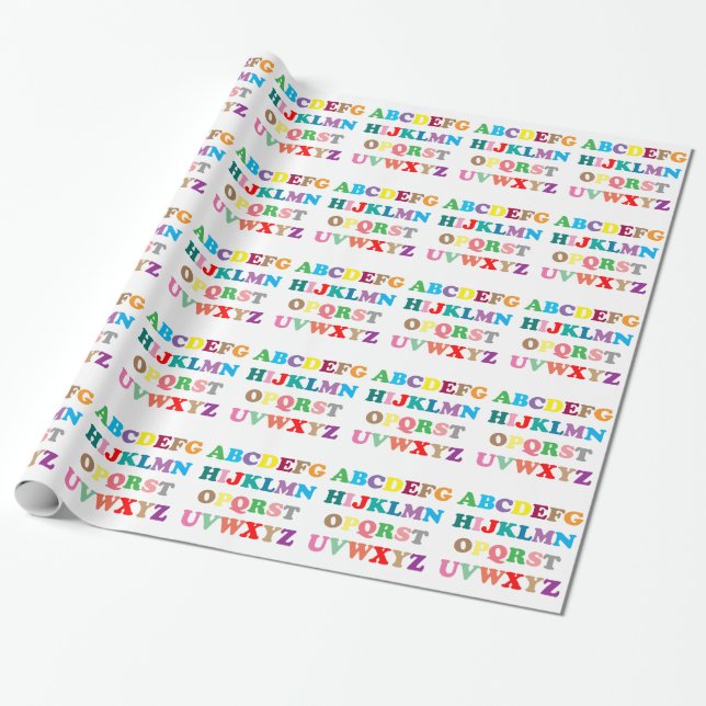 ABCs farbenfrohe Buchstaben Geschenkpapier (Ungerollt)