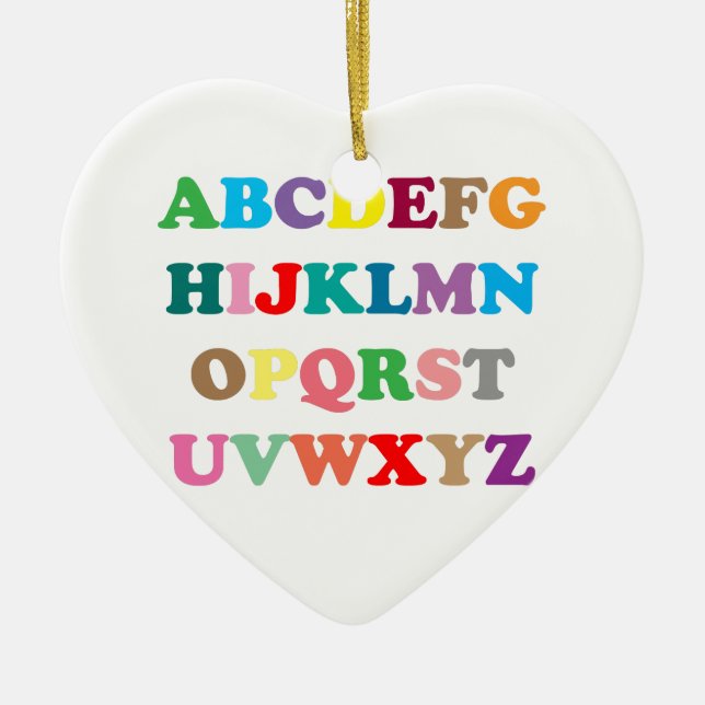 ABCs farbenfrohe Buchstaben Keramik Ornament (Vorne)