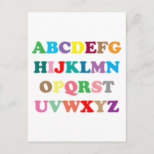 ABCs farbenfrohe Buchstaben Postkarte