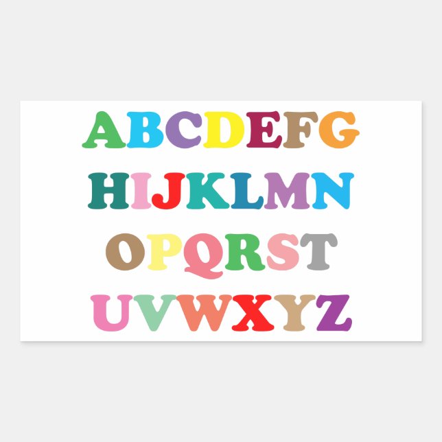 ABCs farbenfrohe Buchstaben Rechteckiger Aufkleber (Vorderseite)