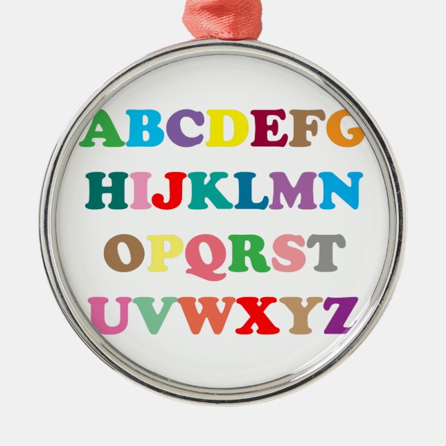 ABCs farbenfrohe Buchstaben Silbernes Ornament (Vorne)