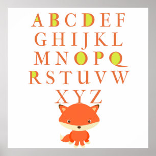 ABCs für Kinder mit Niedlichem Fuchs Poster