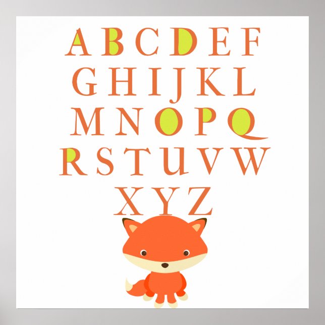 ABCs für Kinder mit Niedlichem Fuchs Poster (Vorne)