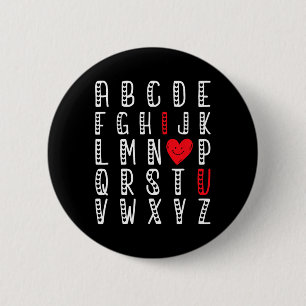 Abc's I Love U Süßes I-love-you Alphabet Lehrer Va Button
