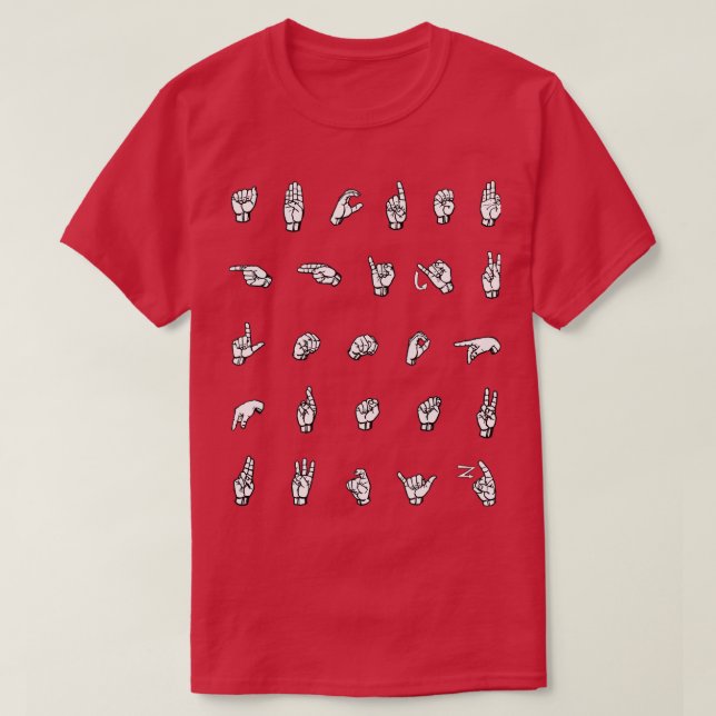 ABCs Individuelle ASL Alphabet Letters T-Shirt (Design vorne)