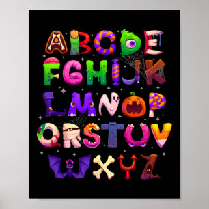 Abcs Learning Kindergarten Lehrer Lustiger Hallowe Poster