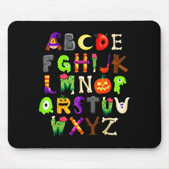 Abcs Learning Kindergarten Lehrer Lustiges Hallowe Mousepad (Vorne)