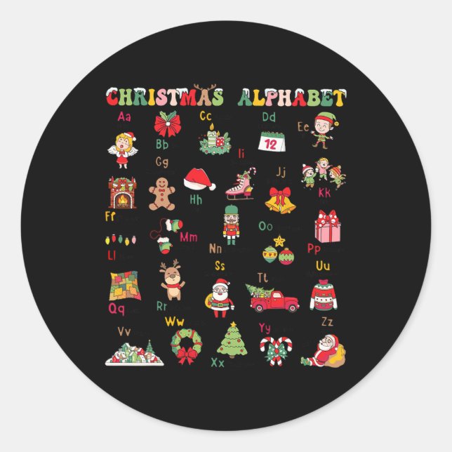 Abcs Learning Kindergarten Lehrerin Weihnachtslich Runder Aufkleber (Vorderseite)