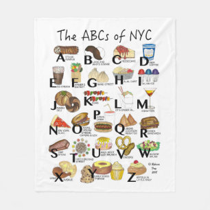 ABCs von NYC Iconic New York City Foods Alphabet Fleecedecke
