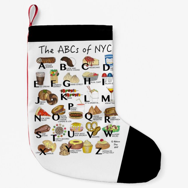 ABCs von NYC New York City Neighborhood Foods Kleiner Weihnachtsstrumpf (Vorderseite)