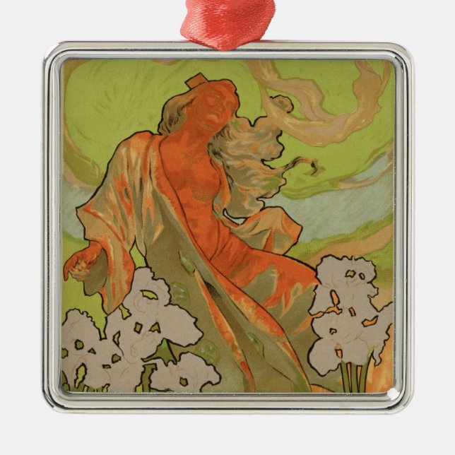 Abdeckung der Kerbe und Libretto der Oper "Iris", Silbernes Ornament (Vorne)