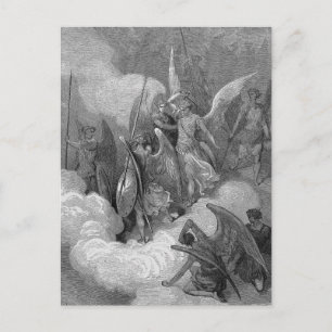 Abdiel Attacks Satan Postkarte