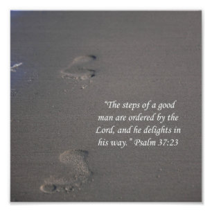 Abdrücke auf Sand-Psalm-37:23 Schrifts-Druck Fotodruck