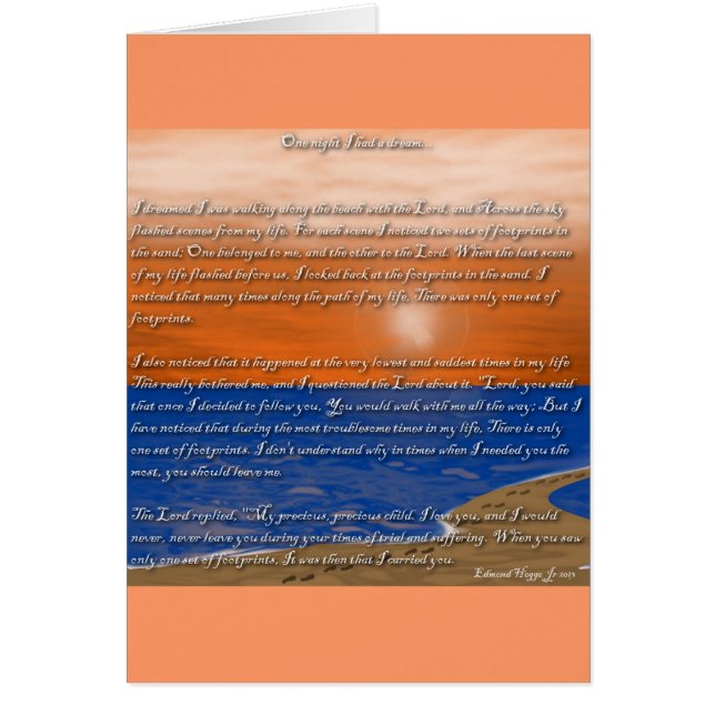 Abdrücke im Sand-Gedicht (Vorne)