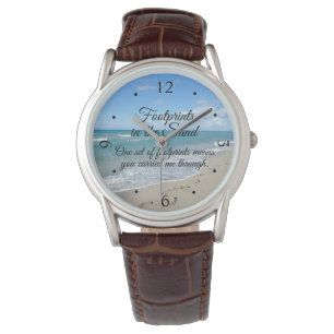 Abdrücke in dem Sand-Inspirational christlichen Armbanduhr