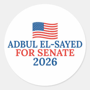 Abdul El-Sayed für den Senat Michigan Wahl 2026 Runder Aufkleber
