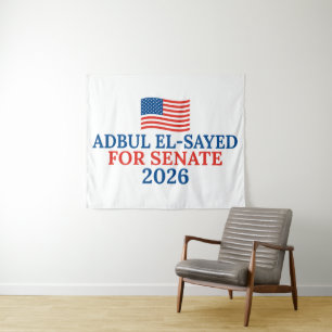 Abdul El-Sayed für den Senat Michigan Wahl 2026 Wandteppich