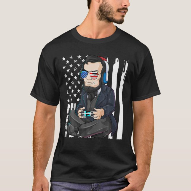 Abe Abraham Lincoln Gamer 4. Juli Amerikas Kind T-Shirt (Vorderseite)