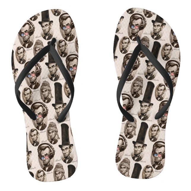 Abe Chillincoln Lincoln-Muster Flip Flops (Fußbett)