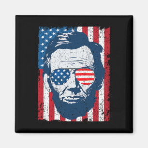 Abe Lincoln Bart-Sonnenbrille Und Amerikanische Fl Magnet