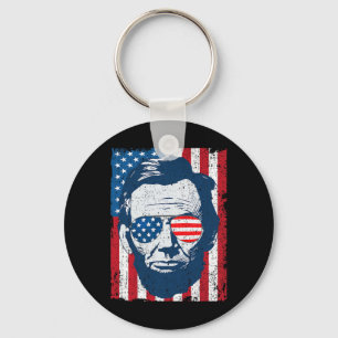 Abe Lincoln Bart-Sonnenbrille Und Amerikanische Fl Schlüsselanhänger