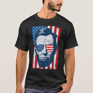 Abe Lincoln Beard Sonnenbrille & American Flag 4th T-Shirt