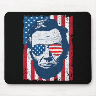 Abe Lincoln Beard Sungles und American Flag 4th of Mousepad