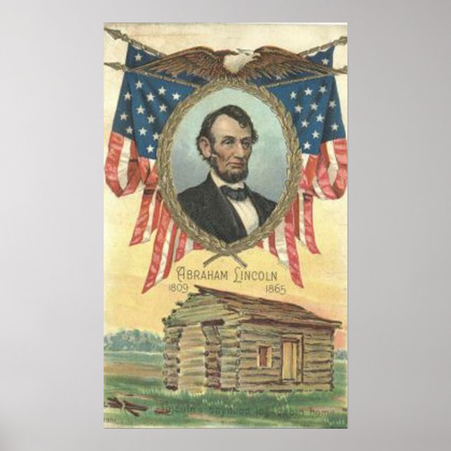 Abe Lincoln Cabin Vintage Poster (Vorne)