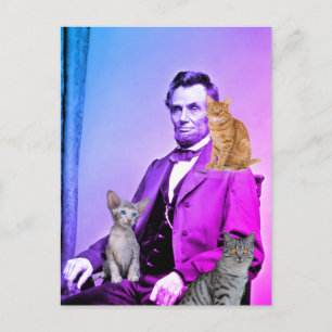 ABE LINCOLN CAT LOVER POSTCARDS POSTKARTE