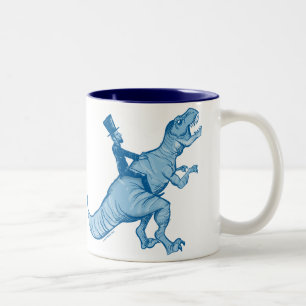 Abe Lincoln, das eine T-Rex Kaffee-Tasse reitet Zweifarbige Tasse