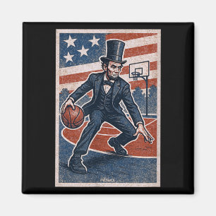 Abe Lincoln Dribbling - Amerikanischer Baseballspi Magnet